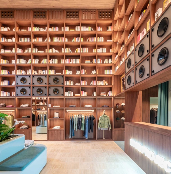 19-Foot-High Wooden Bookshelves And A DJ Booth For A New Streetwear Store