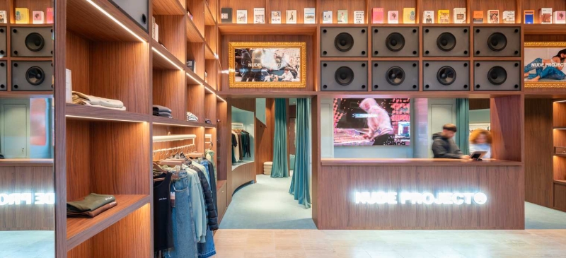 19-Foot-High Wooden Bookshelves And A DJ Booth For A New Streetwear Store