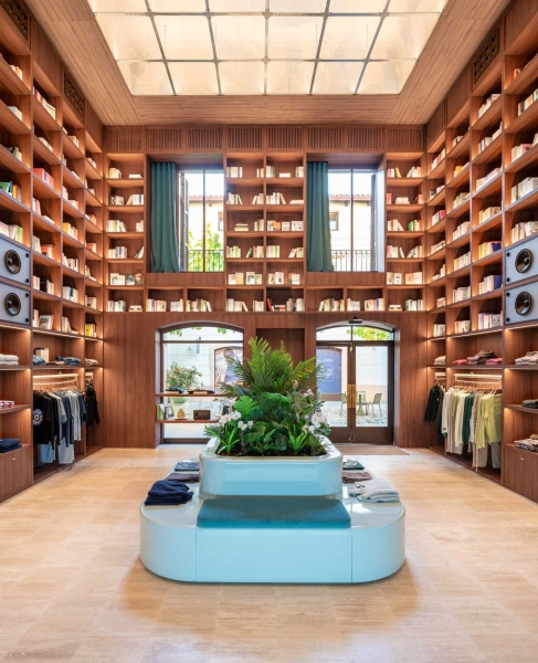 19-Foot-High Wooden Bookshelves And A DJ Booth For A New Streetwear Store