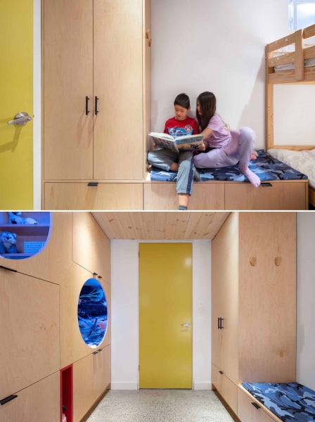 A Kid's Bedroom With Built-In Reading Nooks