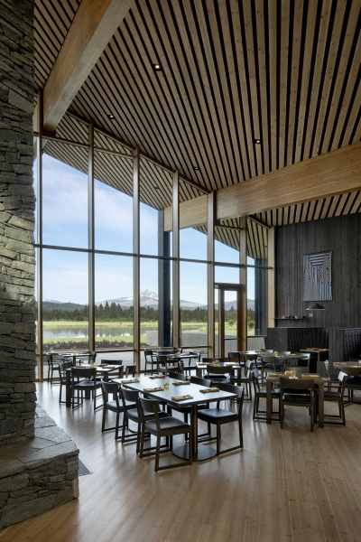 A Warm Wood Interior Contrasts With The Black Charred Cedar Exterior At This Ranch Lodge In Oregon