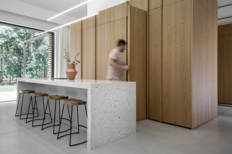 A Large Operational Screen Invites The Forest Views Into This Modern Home