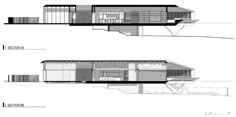 A beachside boardwalk reimagined as the spine of a modern home