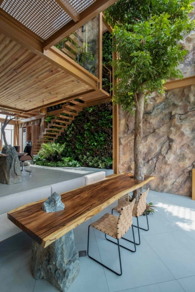 This house collects rainwater, grows trees indoors, and runs on solar power