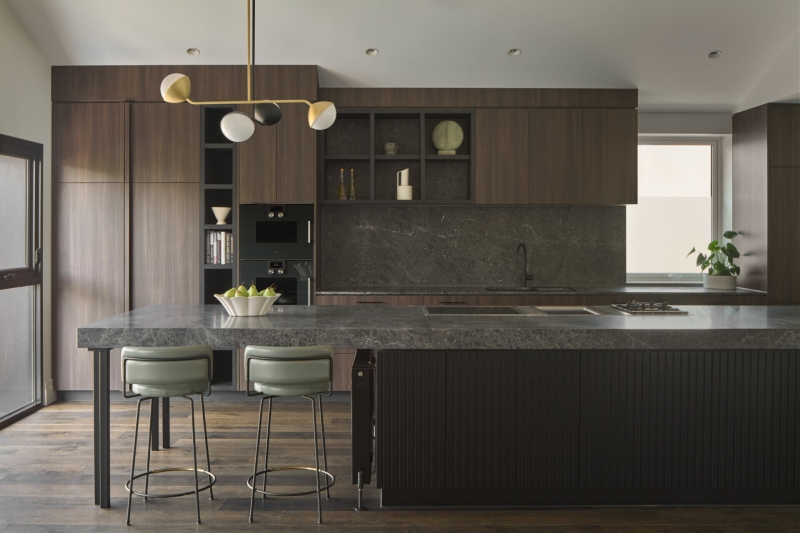 An Art Deco-Inspired Renovation with a Dual-Ended Kitchen Island