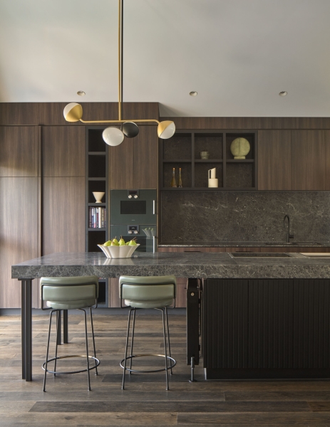 An Art Deco-Inspired Renovation with a Dual-Ended Kitchen Island