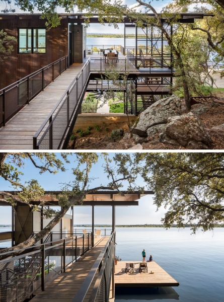 A Glass and Wood Lake House That Seems to Float Among the Trees