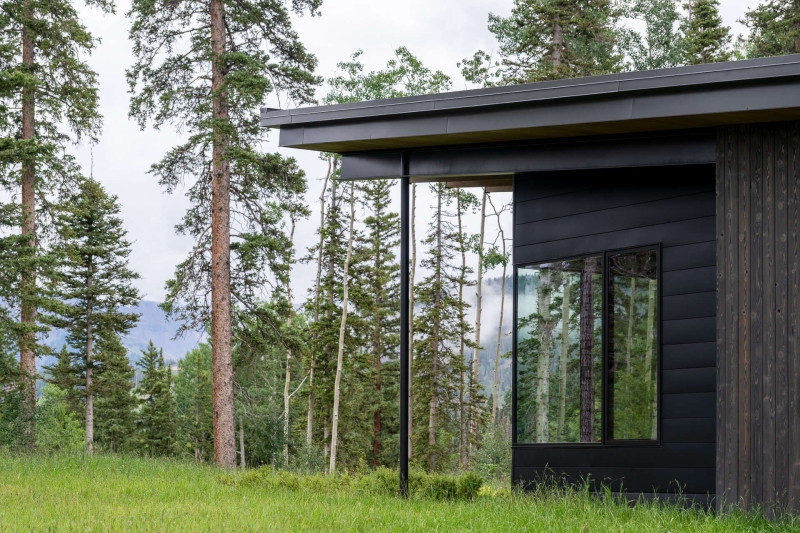 From the outside this home is all blackened wood, but inside it glows with warmth