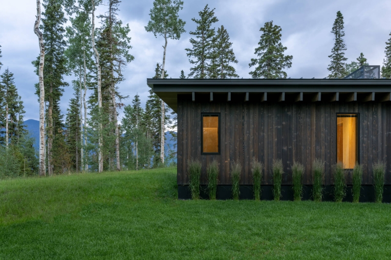 From the outside this home is all blackened wood, but inside it glows with warmth