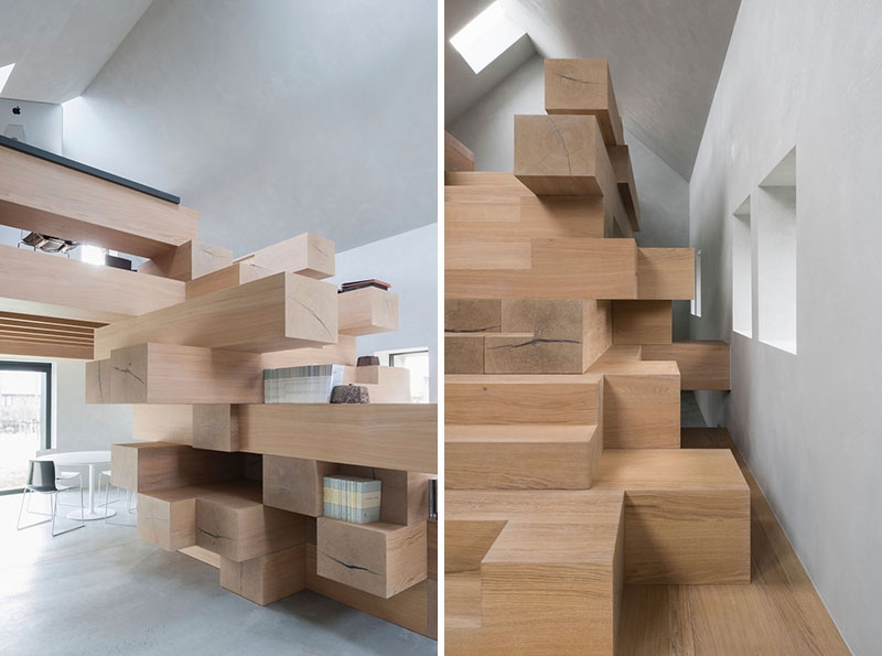Stacked Wood Beams Turn This Barn Into a Functional Office