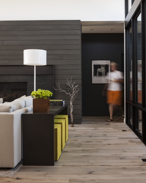 This modern home glows from within as night falls