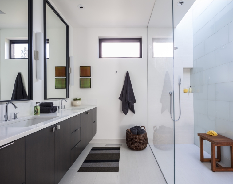 This modern home glows from within as night falls