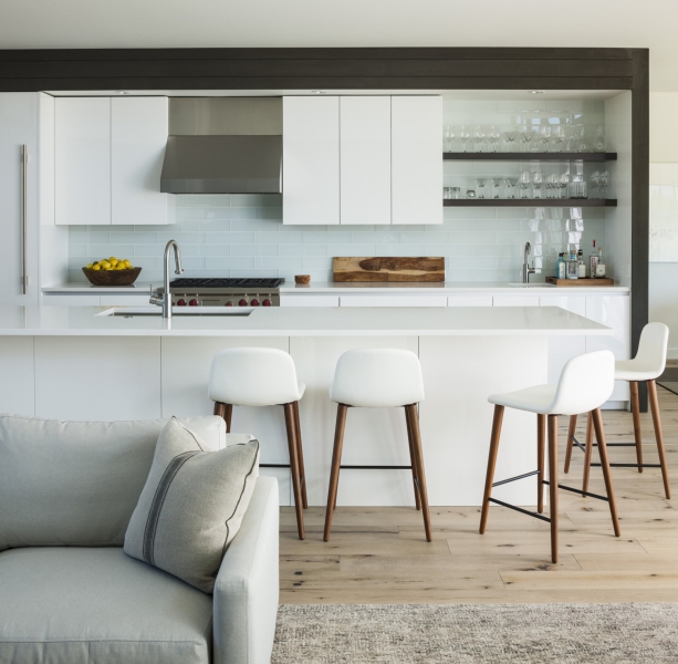 This modern home glows from within as night falls