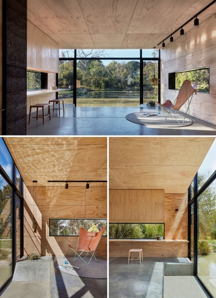 A slow living cabin where fold-out walls transform the space from studio to home