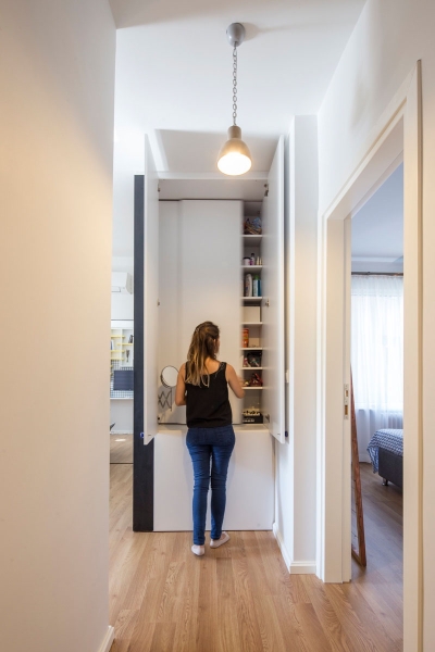 Clever storage maximizes every inch of this apartment