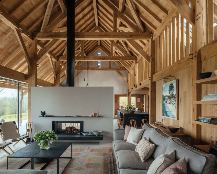 Prefabricated Timber Frames Bring This Barn-Inspired Home to Life