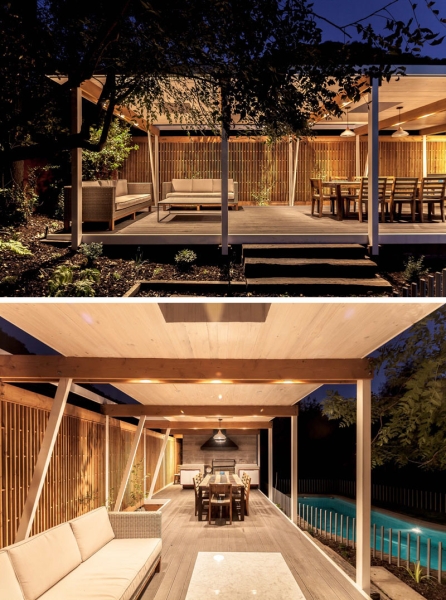 This mid-century modern inspired pool house design turns entertaining into an art form
