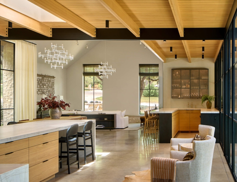 Inside A Home Where Limestone, Wood, and Steel Create Modern Warmth