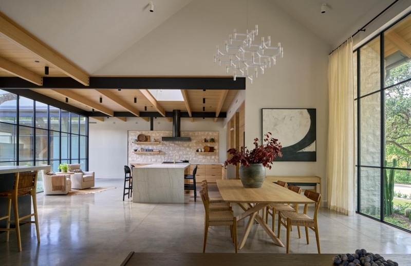 Inside A Home Where Limestone, Wood, and Steel Create Modern Warmth