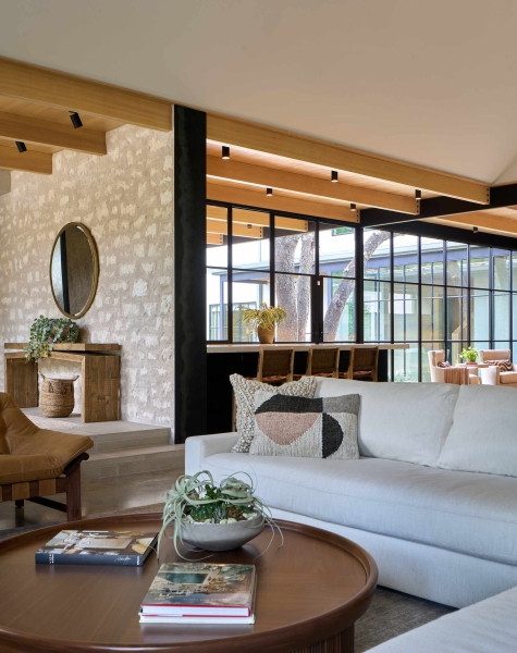 Inside A Home Where Limestone, Wood, and Steel Create Modern Warmth