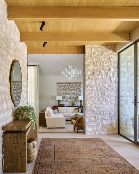 Inside A Home Where Limestone, Wood, and Steel Create Modern Warmth