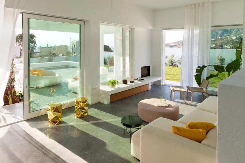 Inside the dazzling white summer home redefining island life in Santorini