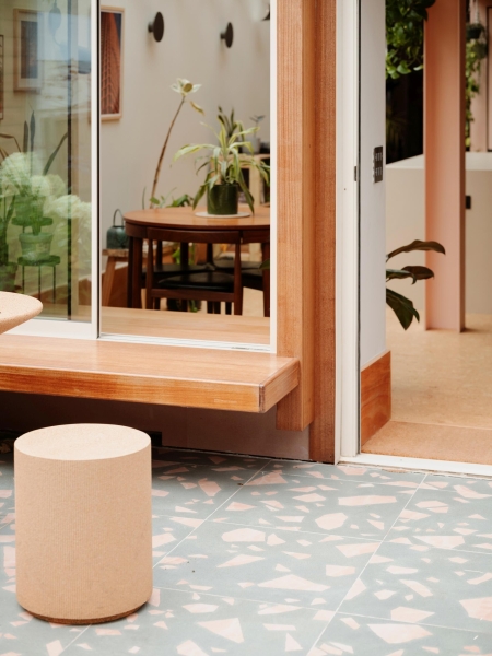 Pink Steel and Cork Flooring Bring Warmth and Personality To A New Garden Extension