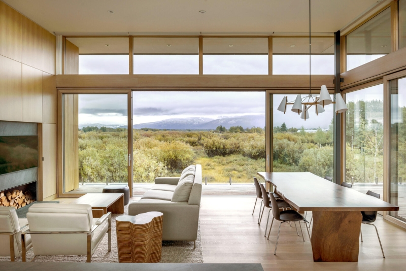 Inside a Mountain Home That Looks Out Over Wetlands and Willow Bushes