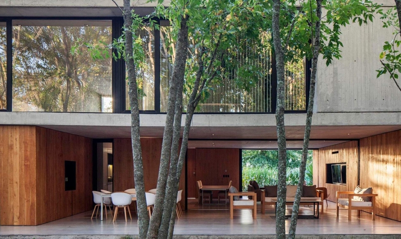 This Argentine Home Uses Wood and Concrete for a Bold Look