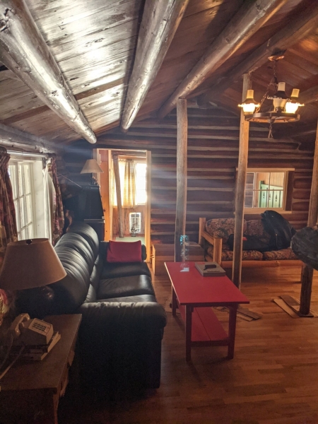 A Century-Old Log Cabin Becomes the Living Room of a New Lake House