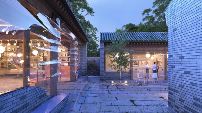 A Historic Hutong Reinvented With Glass That Warps Light and Space